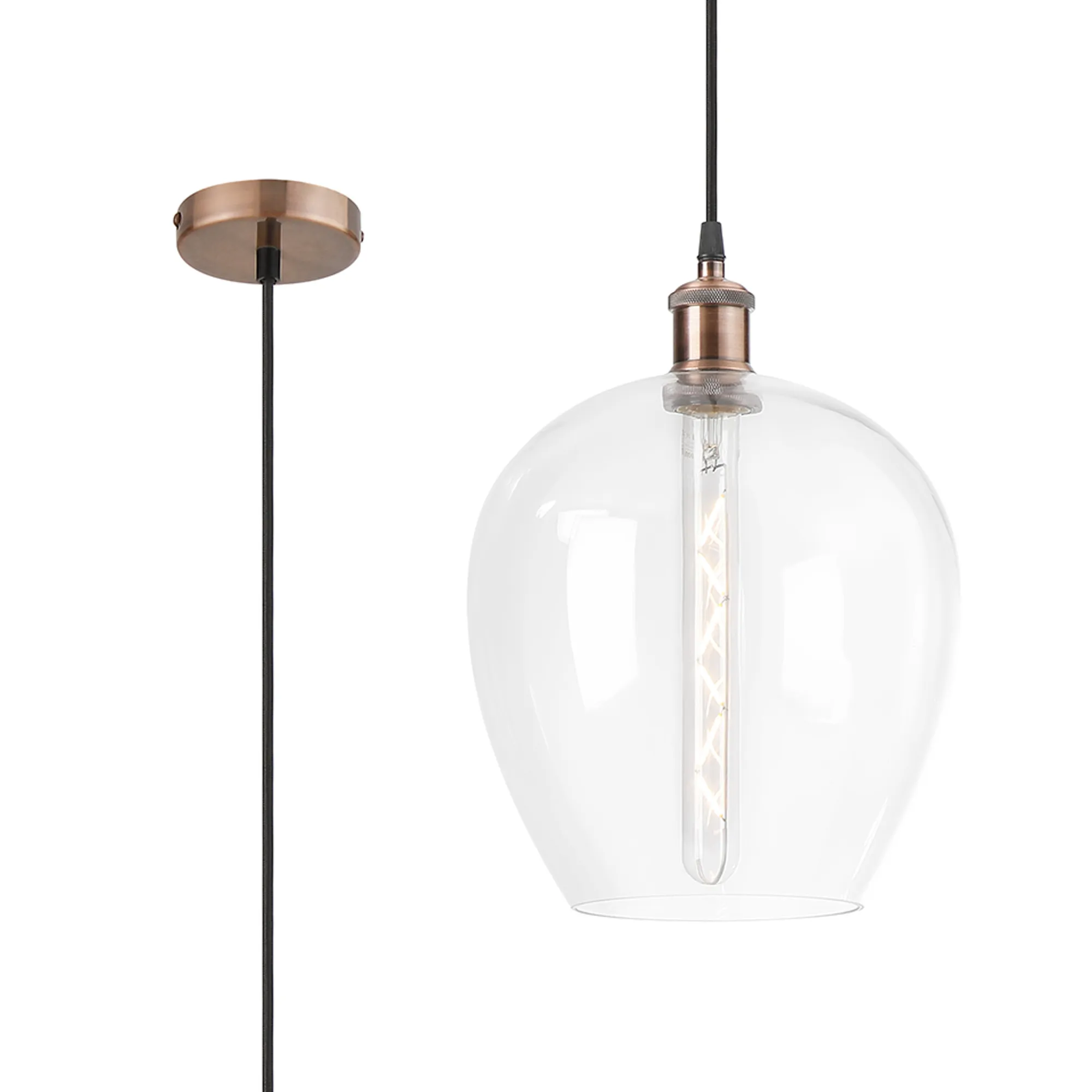 Cawdor Antique Copper Ceiling Lights Deco Single Pendant